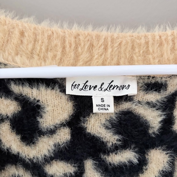 For Love And Lemons Leopard Print Cardigan in Cream and Black - Picture 4 of 5